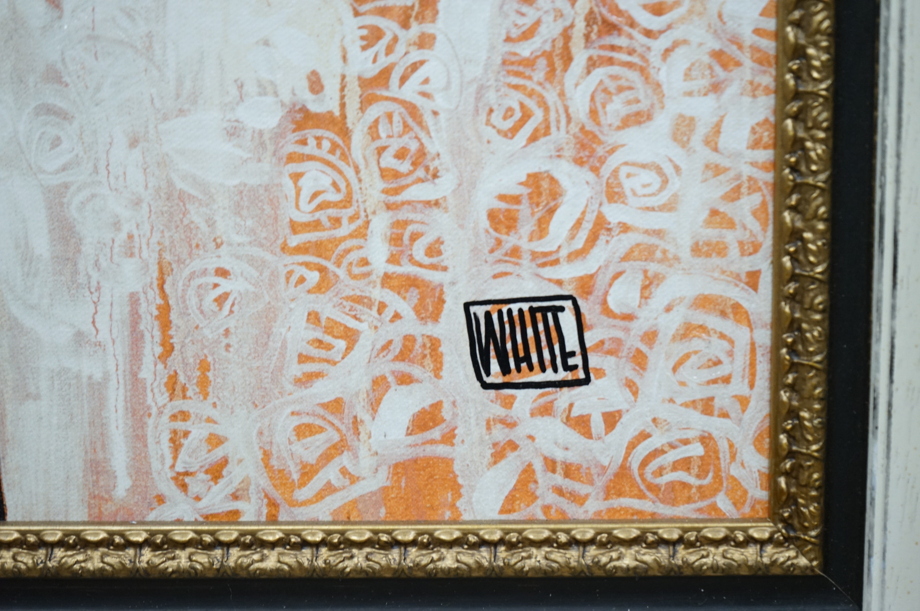 Todd White (b.1969), contemporary embellished canvas on board, ‘White tie affair’, limited edition 58/100, 50 x 39cm